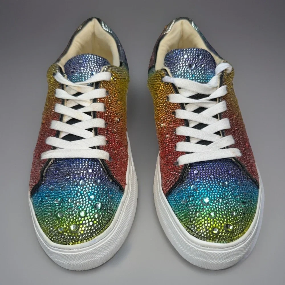 Betsey Johnson Sidny Over The Rainbow Rhinestone Sneakers 6.5M (Fits My 7.5)